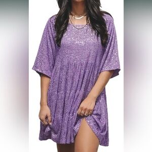 Lavender Sequin Babydoll Dress - Perfect for ERAS TOUR